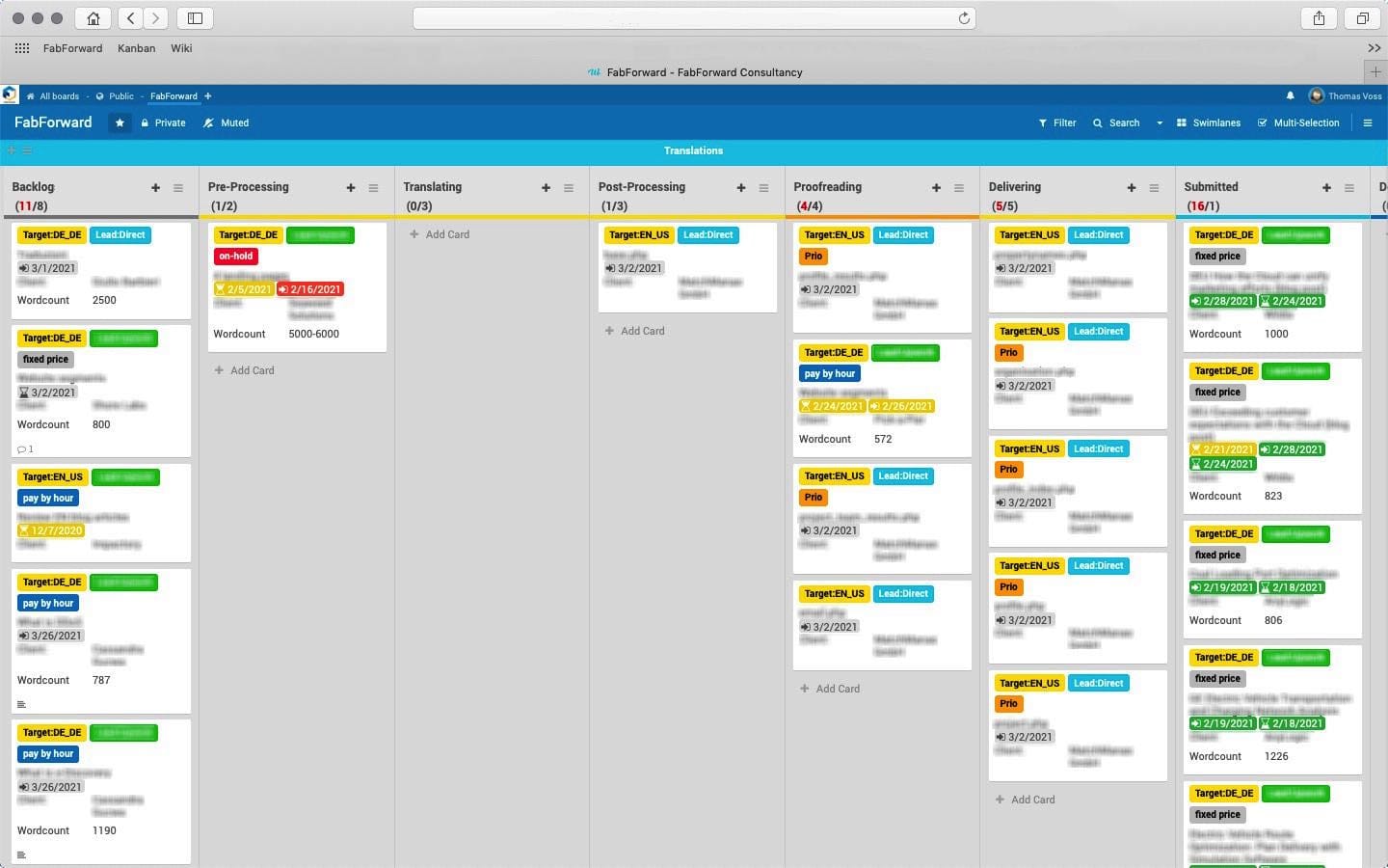 FabForward On-Premise Kanban-Board